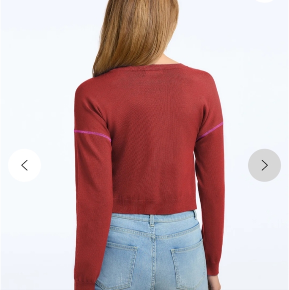 525 America Red Exposed Stitch Sweater - Picture 3 of 3